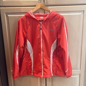Fila Orange and White Hooded Lightweight Jacket Long Sleeve Activewear XL